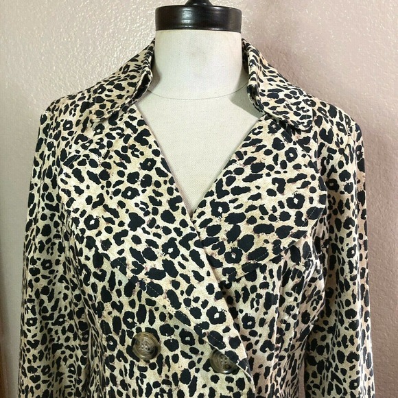 Animal Print Trench Coat Double Breasted Coat Leopard Print by Forever 21 - Picture 2 of 11